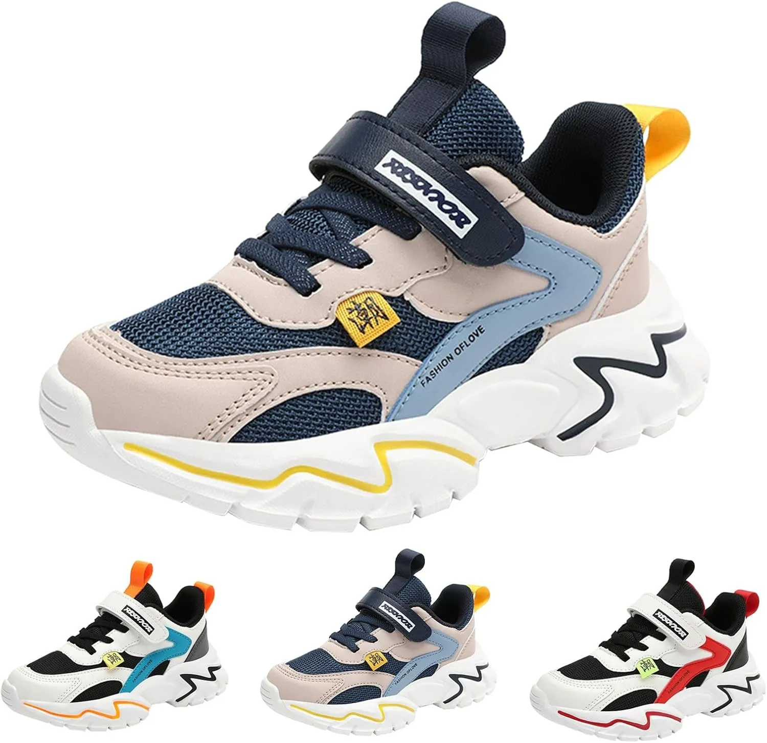 Boys Girls Sneakers Kids Lightweight Breathable Adjustable Athletic Running Shoes for Athletic Shoes Youth Boys