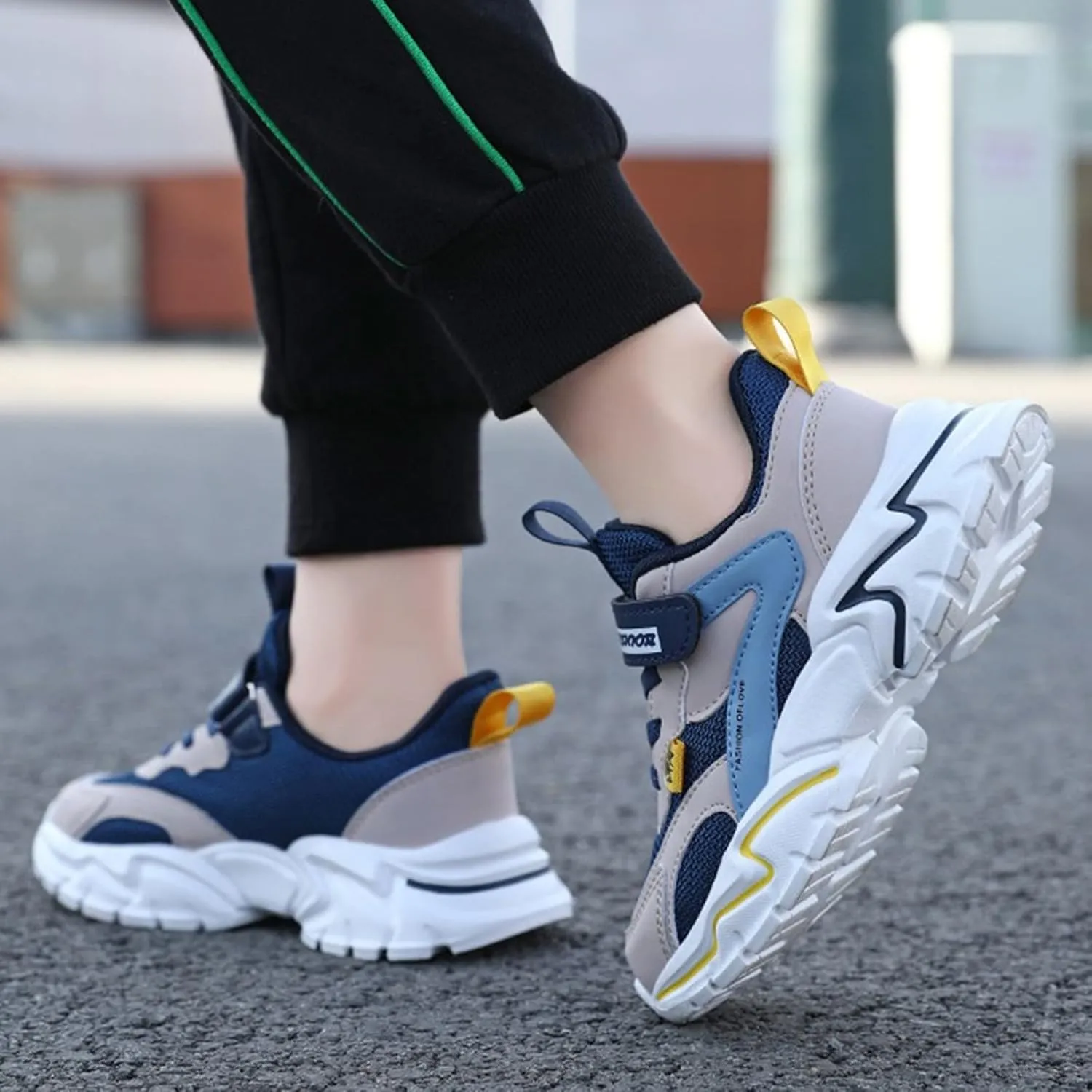 Boys Girls Sneakers Kids Lightweight Breathable Adjustable Athletic Running Shoes for Athletic Shoes Youth Boys