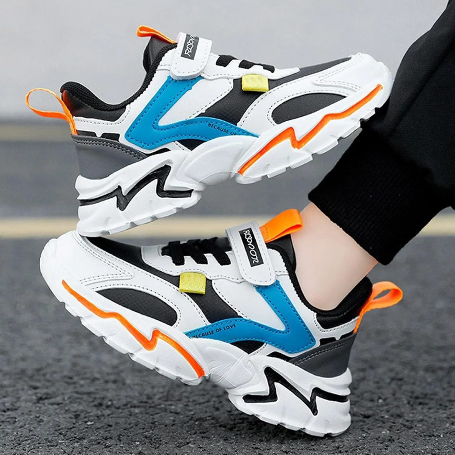 Boys Girls Sneakers Kids Lightweight Breathable Adjustable Athletic Running Shoes for Athletic Shoes Youth Boys
