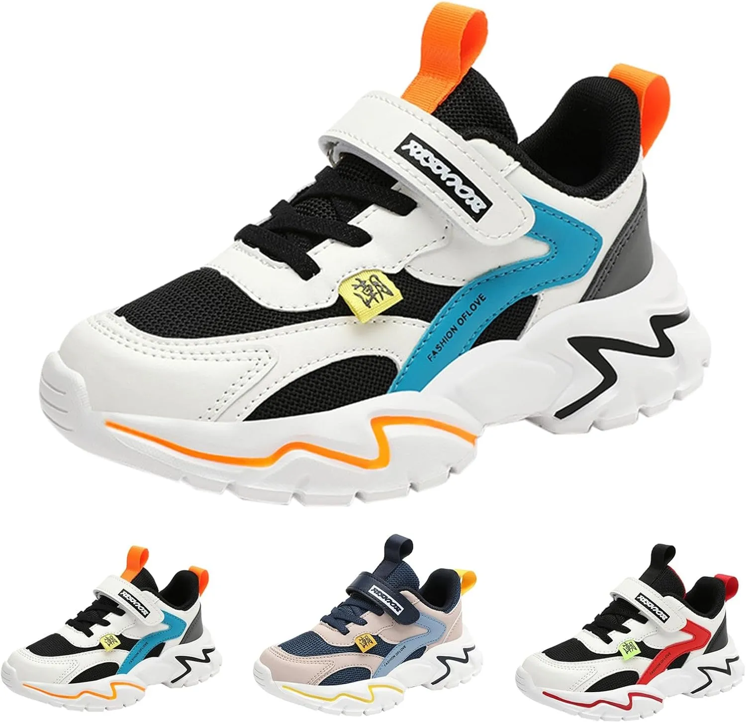 Boys Girls Sneakers Kids Lightweight Breathable Adjustable Athletic Running Shoes for Athletic Shoes Youth Boys