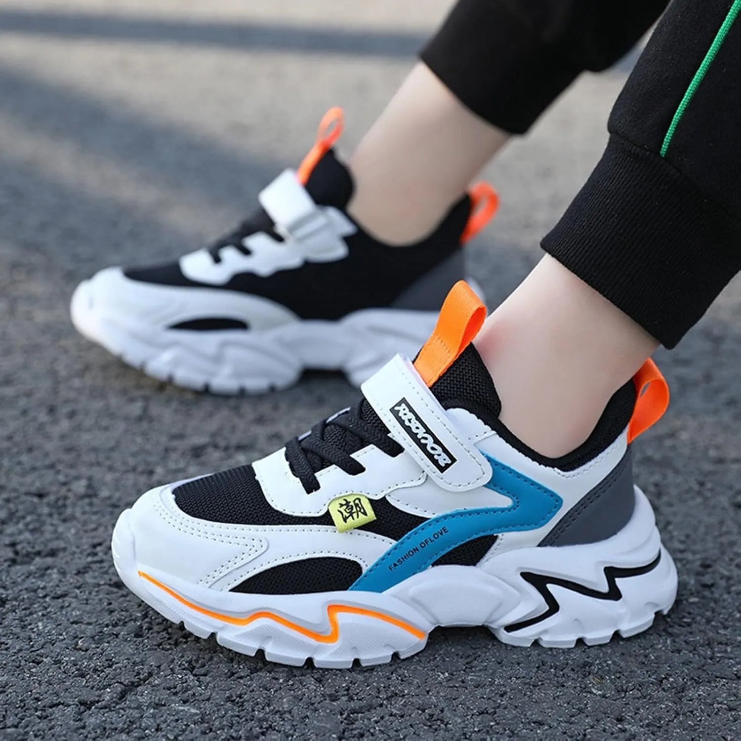 Boys Girls Sneakers Kids Lightweight Breathable Adjustable Athletic Running Shoes for Athletic Shoes Youth Boys