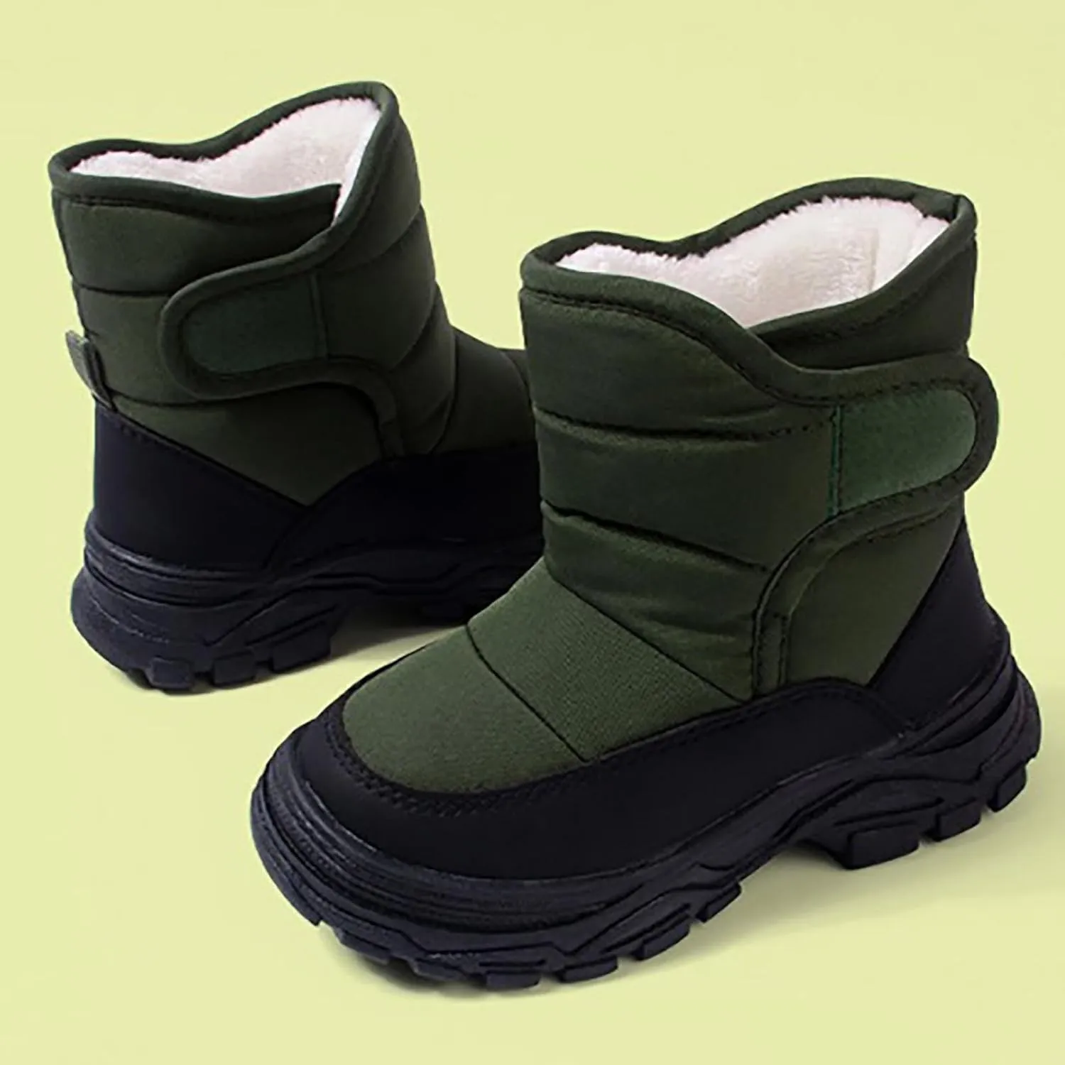 Boys Girls Snow Boots Waterproof Hook Loop Mid Calf Faux Fr Liing Shoes for Big Kids Insulated Snow Boots Girls