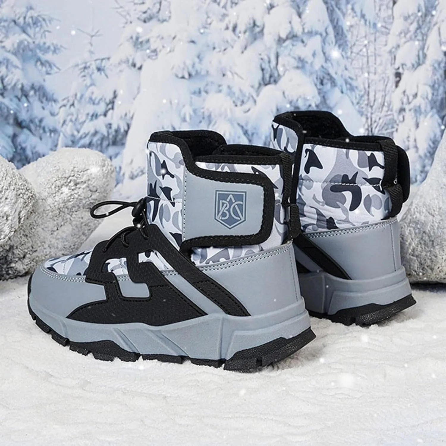 Boys Girls Snow Boots Waterroof Non Slip Outdoor Winter Shoes for Toddler Kids Thick Sole Furry Warm Cozy Shoes
