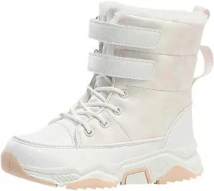 Boys Girls Snow Boots Wterproof Warm Anti-Slip Mid Calf Faux Fur Lined Insulated Winter Shoes for Little/Big Kids