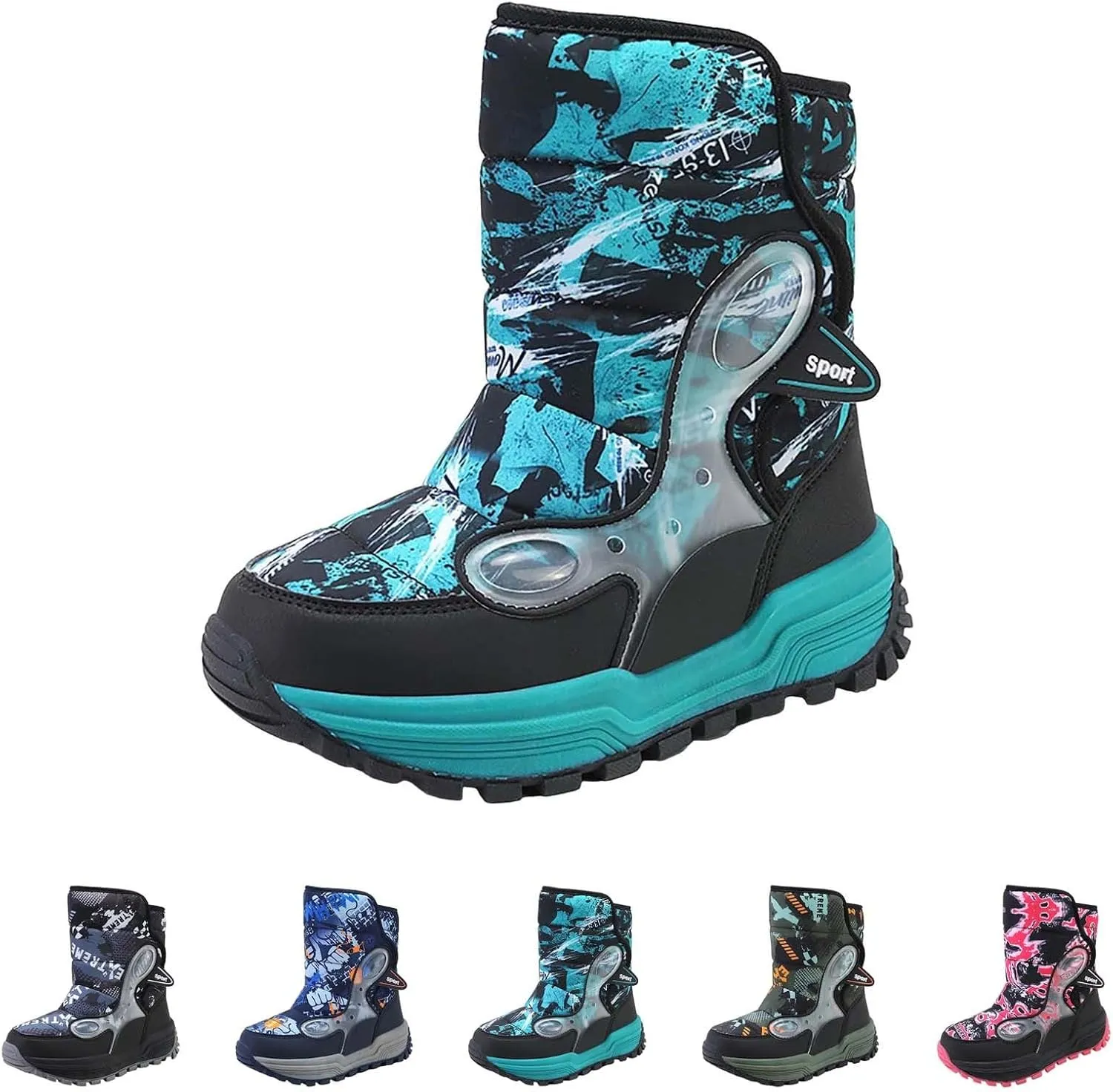 Boys Snow Shoes Outdoor Warm Comfortable Non Slip Mid Calf Padded Small Big Kids Winter Shoes Girl's Riding Boots