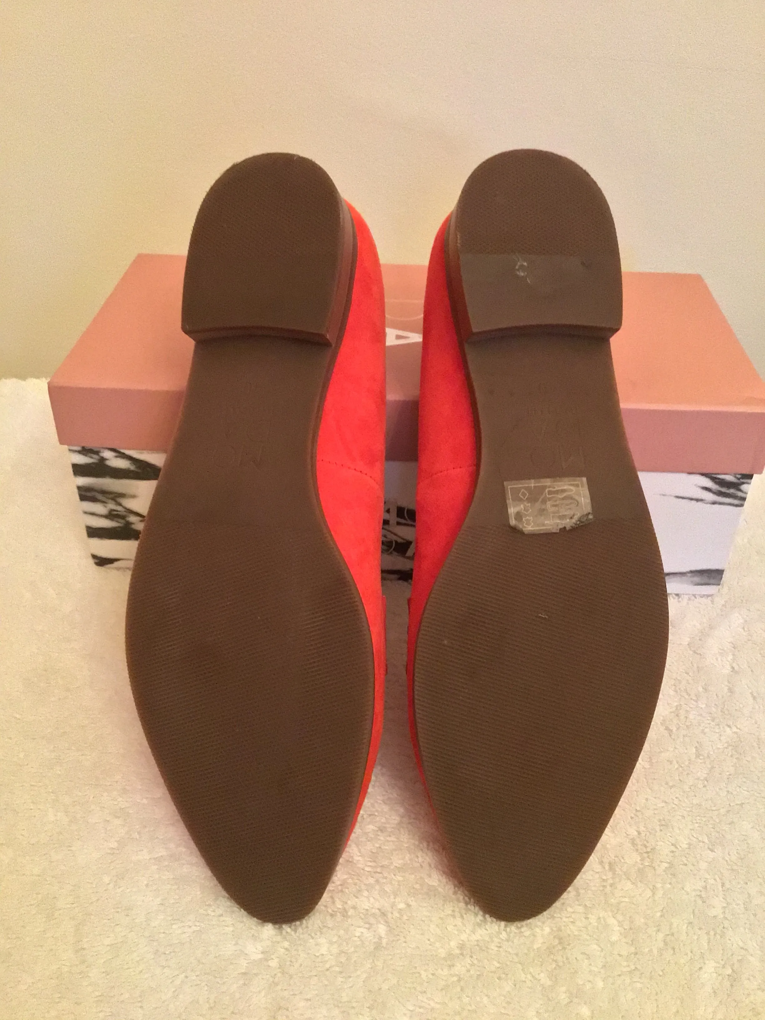 BRAND NEW MODA IN PELLE EMICO RED SUEDE PENNY LOAFERS SIZE 7/40