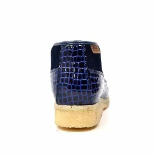 British Walkers Apollo Croc Men's Navy Blue Crocodile Leather and Suede Limited Edition Style Ankle Boots
