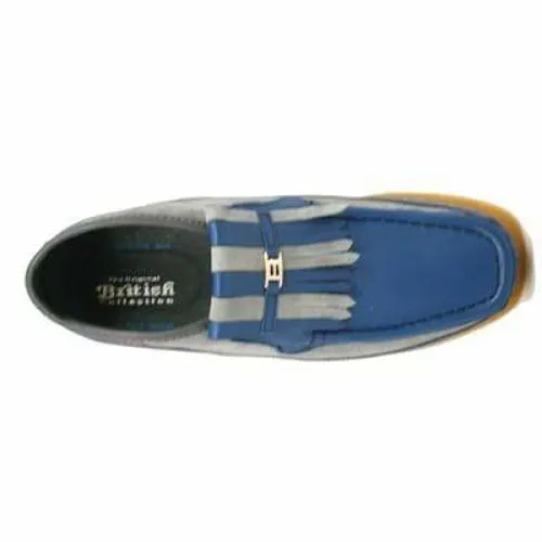 British Walkers Apollo Men's Blue Leather and Grey Suede Crepe Sole Slip On Boots