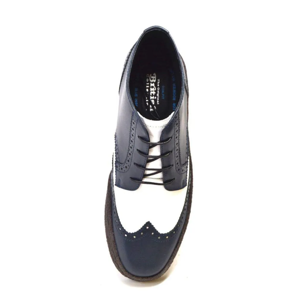 British Walkers Men's Wingtip Navy & White Leather