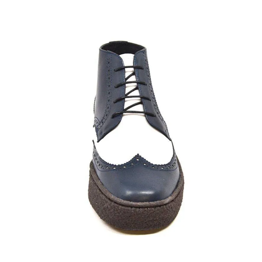 British Walkers Men's Wingtip Navy & White Leather