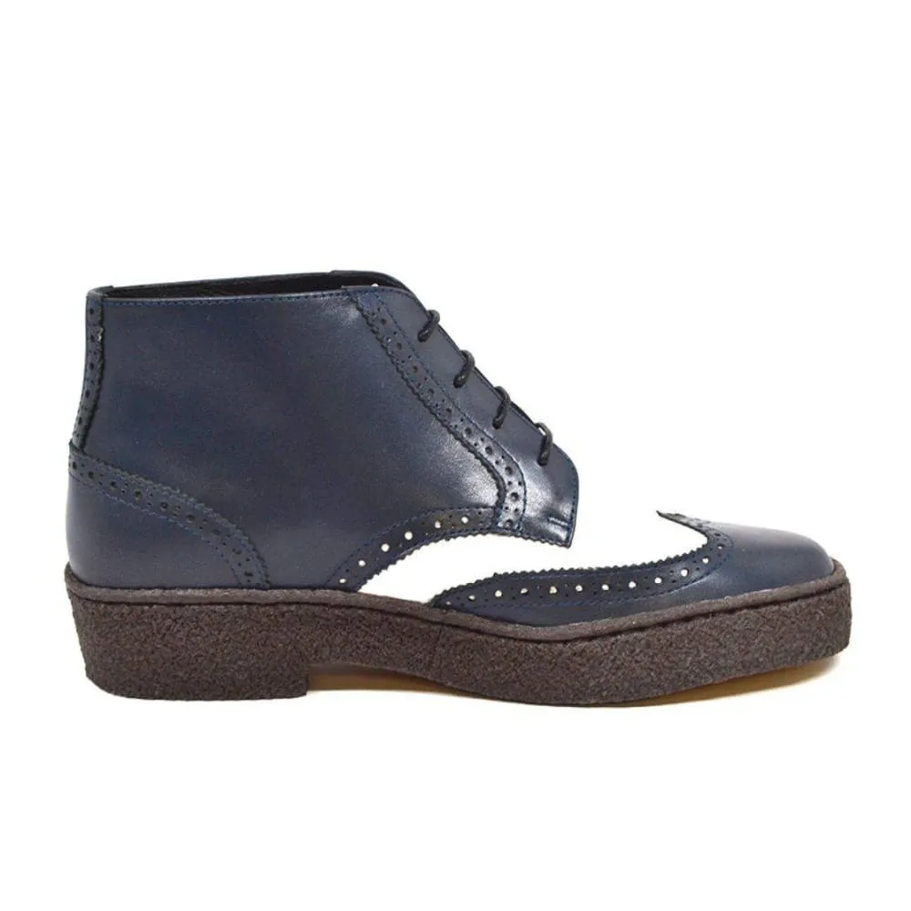 British Walkers Men's Wingtip Navy & White Leather