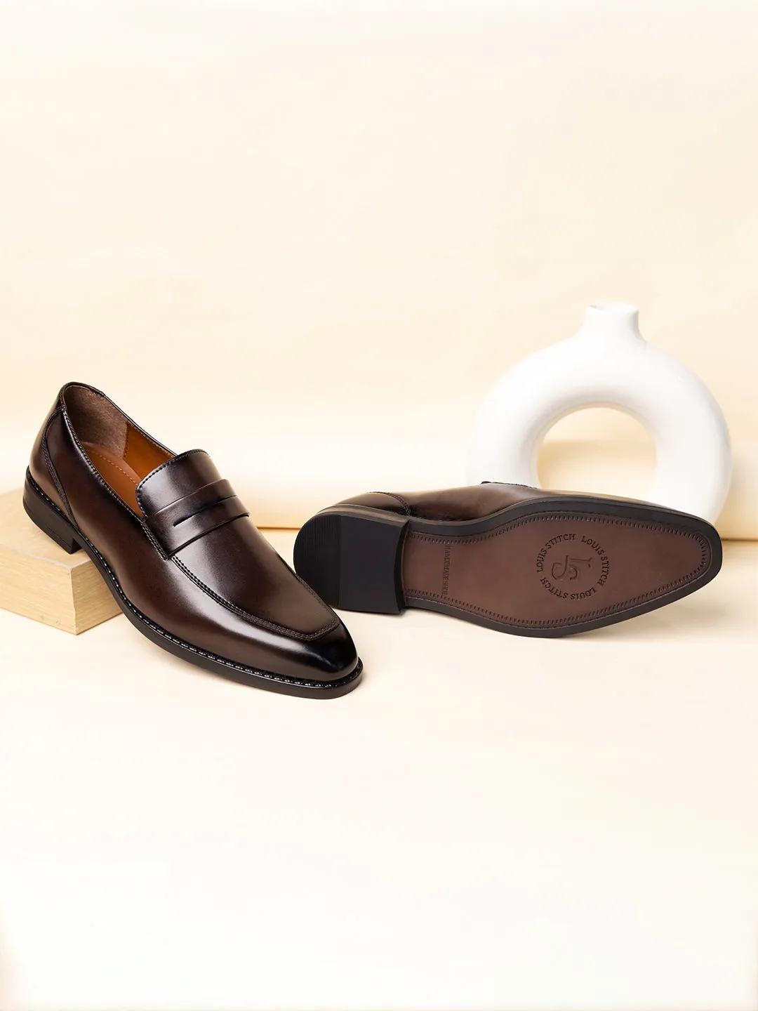 Brunette Brown Dual Tone Moccasins Slipons for Men