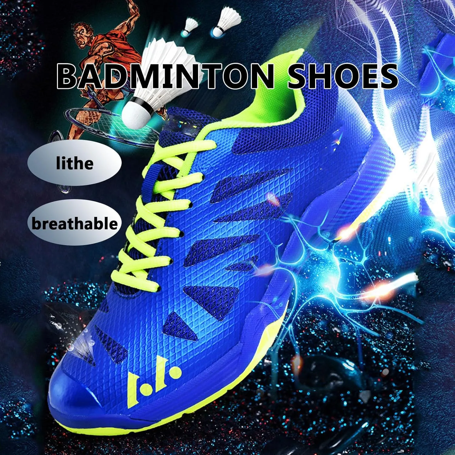 Buhelyc Tennis Badminton Shoes Men Women Court Sneakers Tennis Athletic Shoes for Badminton Training(Size:9,Color:Blue)