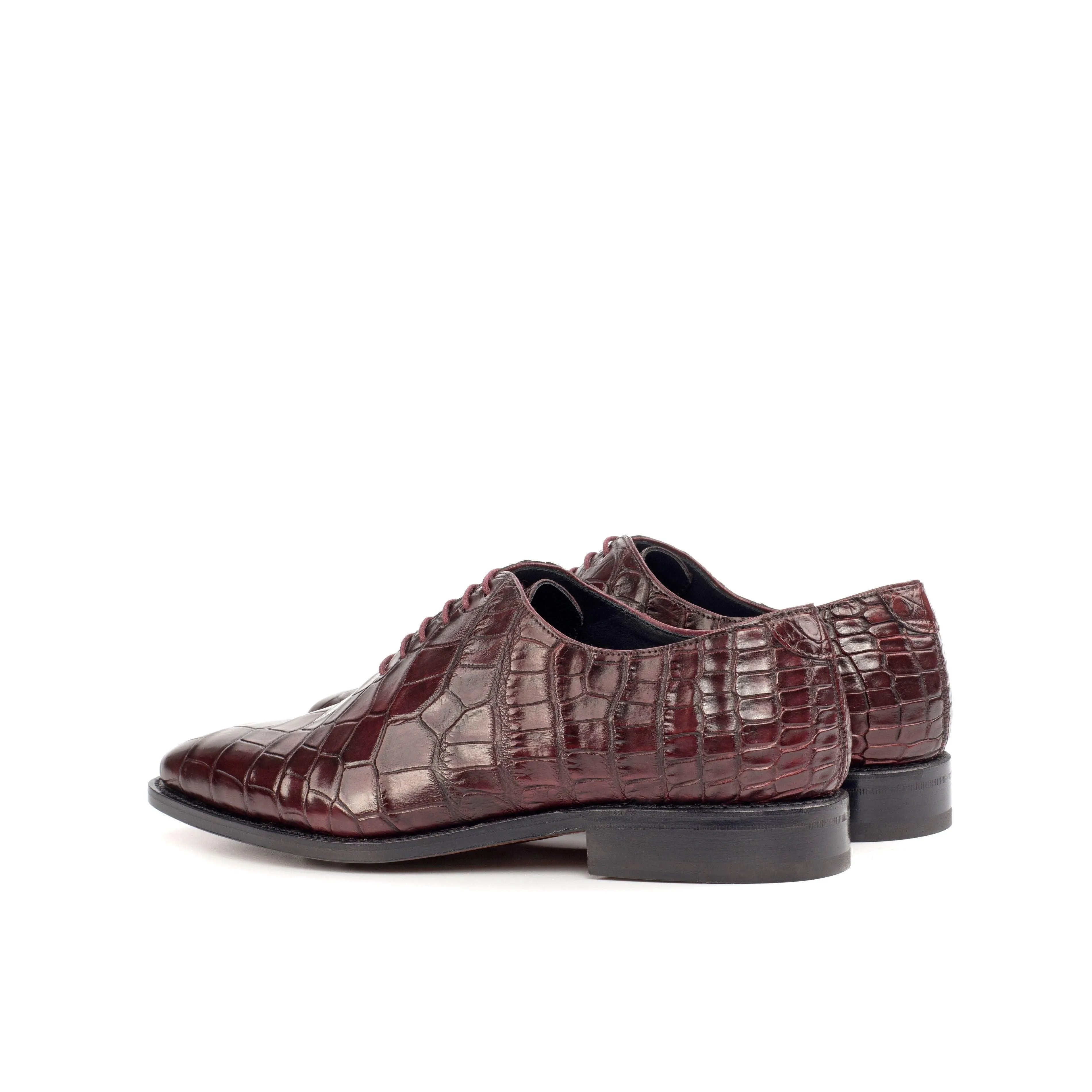 Burgundy Alligator Wholecut Shoes