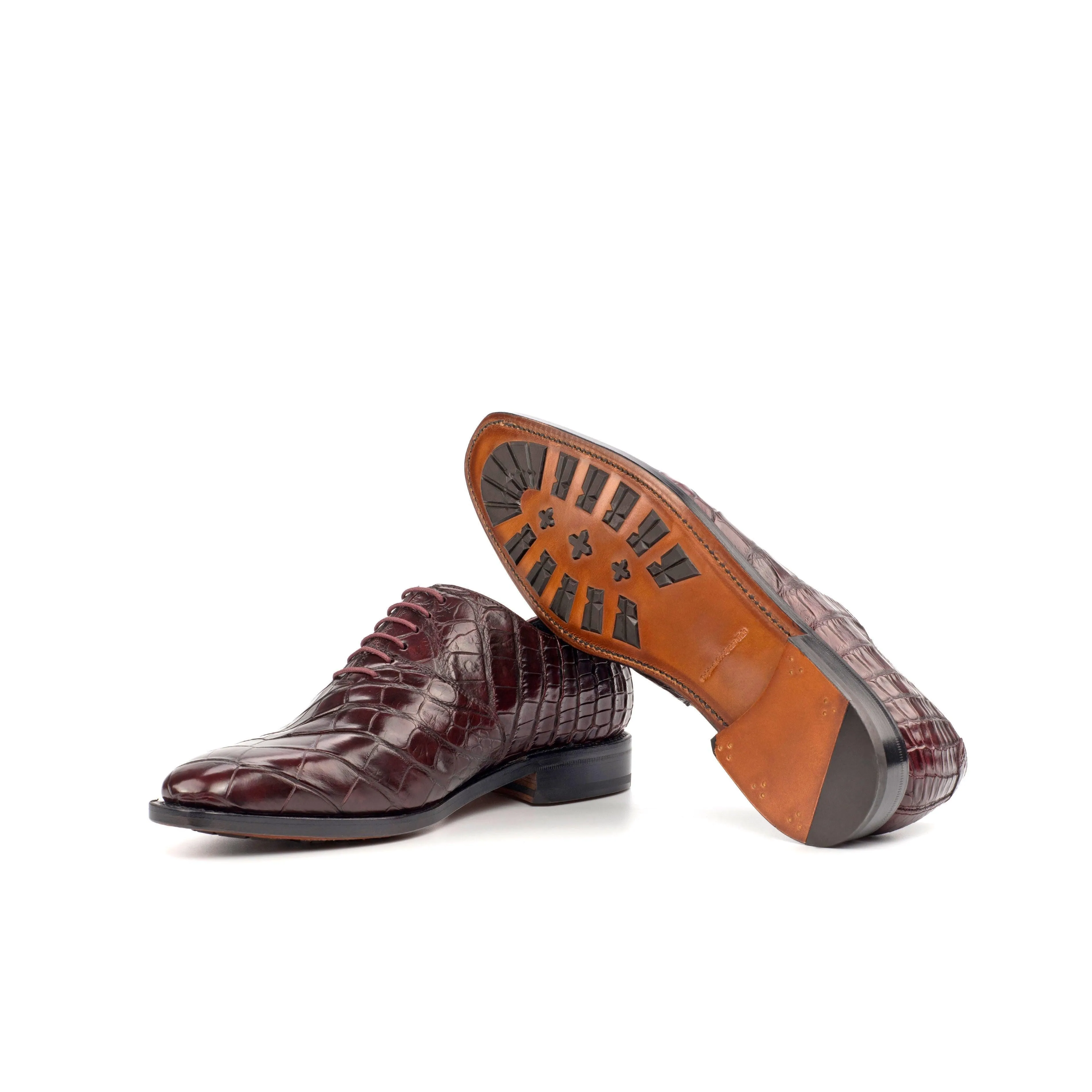 Burgundy Alligator Wholecut Shoes