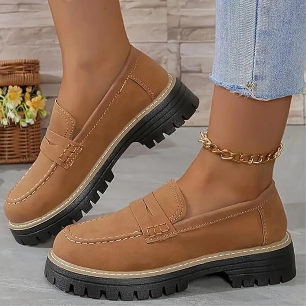 Business and Casual Shoes,Women's Loafers Thick Sole Loafers Lug Sole Comfortable Loafers Suitable for Work