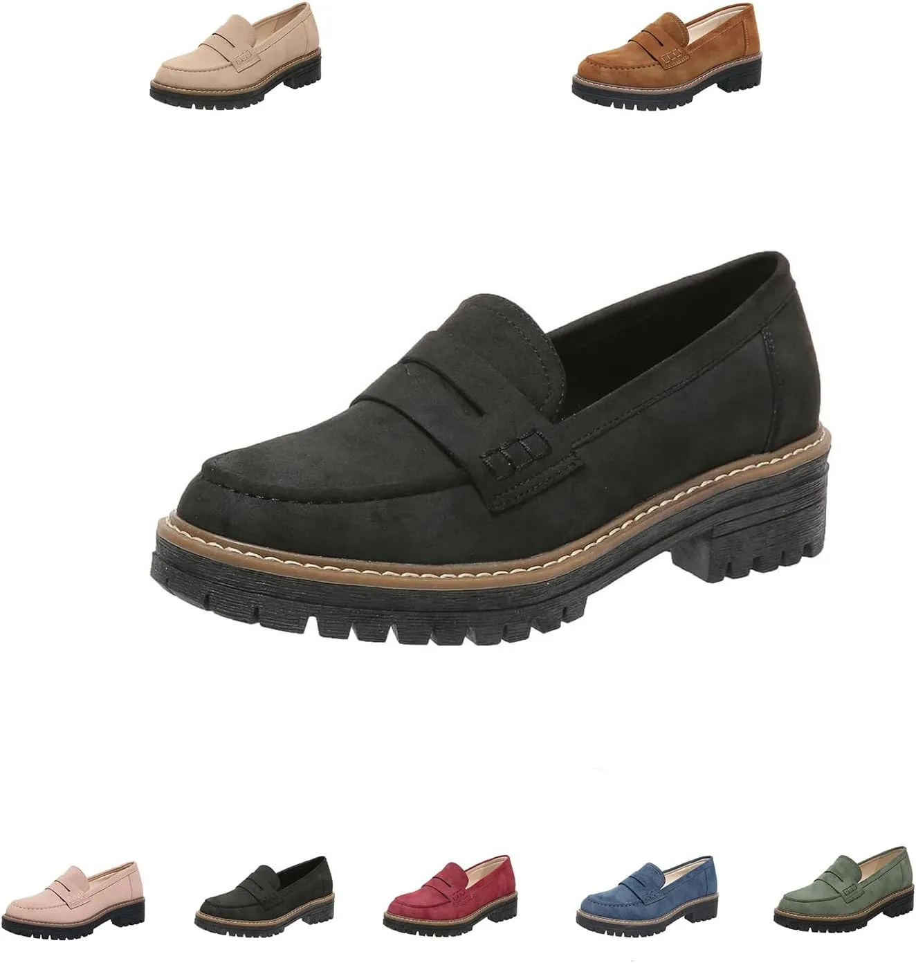 Business and Casual Shoes,Women's Loafers Thick Sole Loafers Lug Sole Comfortable Loafers Suitable for Work