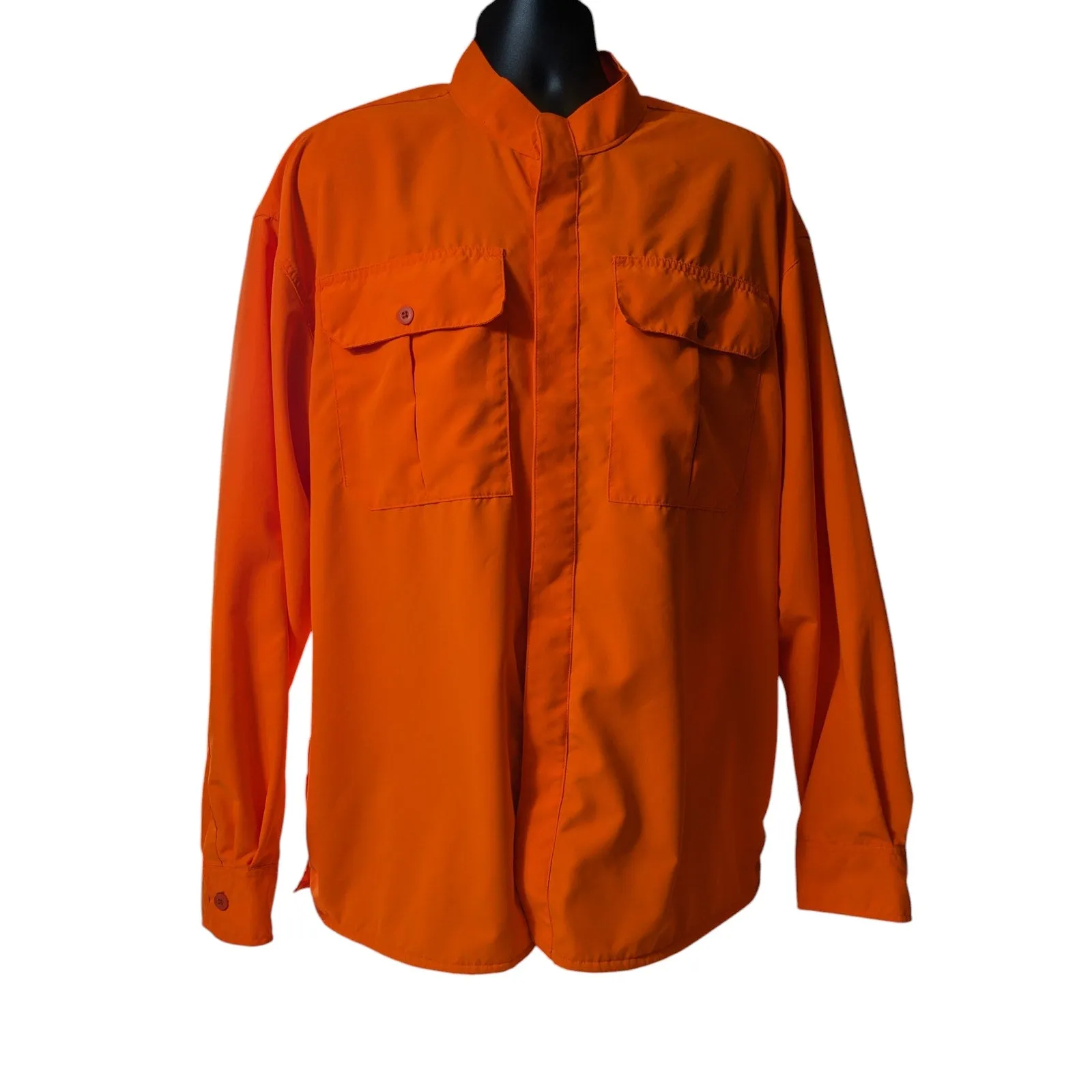 Cabelas Blaze Orange Hunting Shirt Mens 2XL Button Up Mesh Lined Outdoor Hiking
