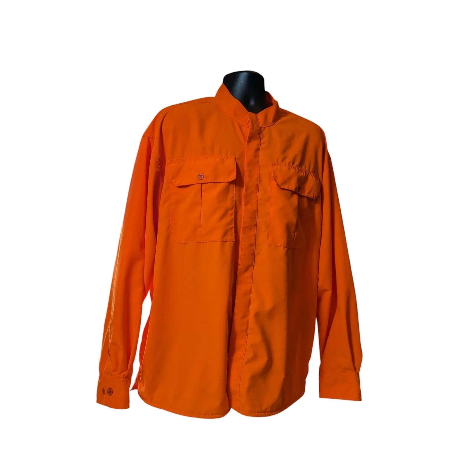 Cabelas Blaze Orange Hunting Shirt Mens 2XL Button Up Mesh Lined Outdoor Hiking