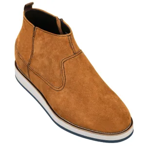 CALTO - Y30023 - 3 Inches Taller (Nubuck Brown) - Zipper Boots