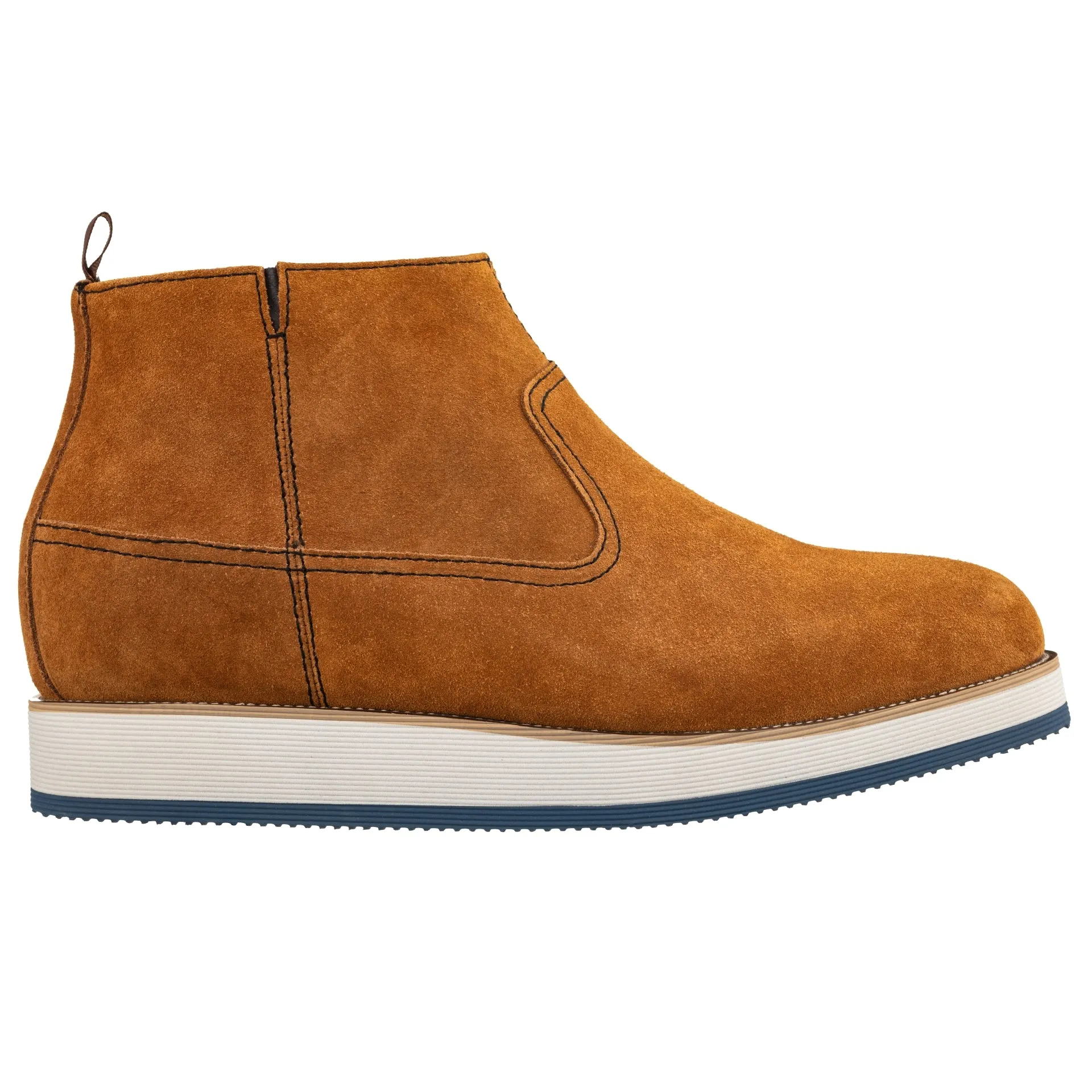 CALTO - Y30023 - 3 Inches Taller (Nubuck Brown) - Zipper Boots