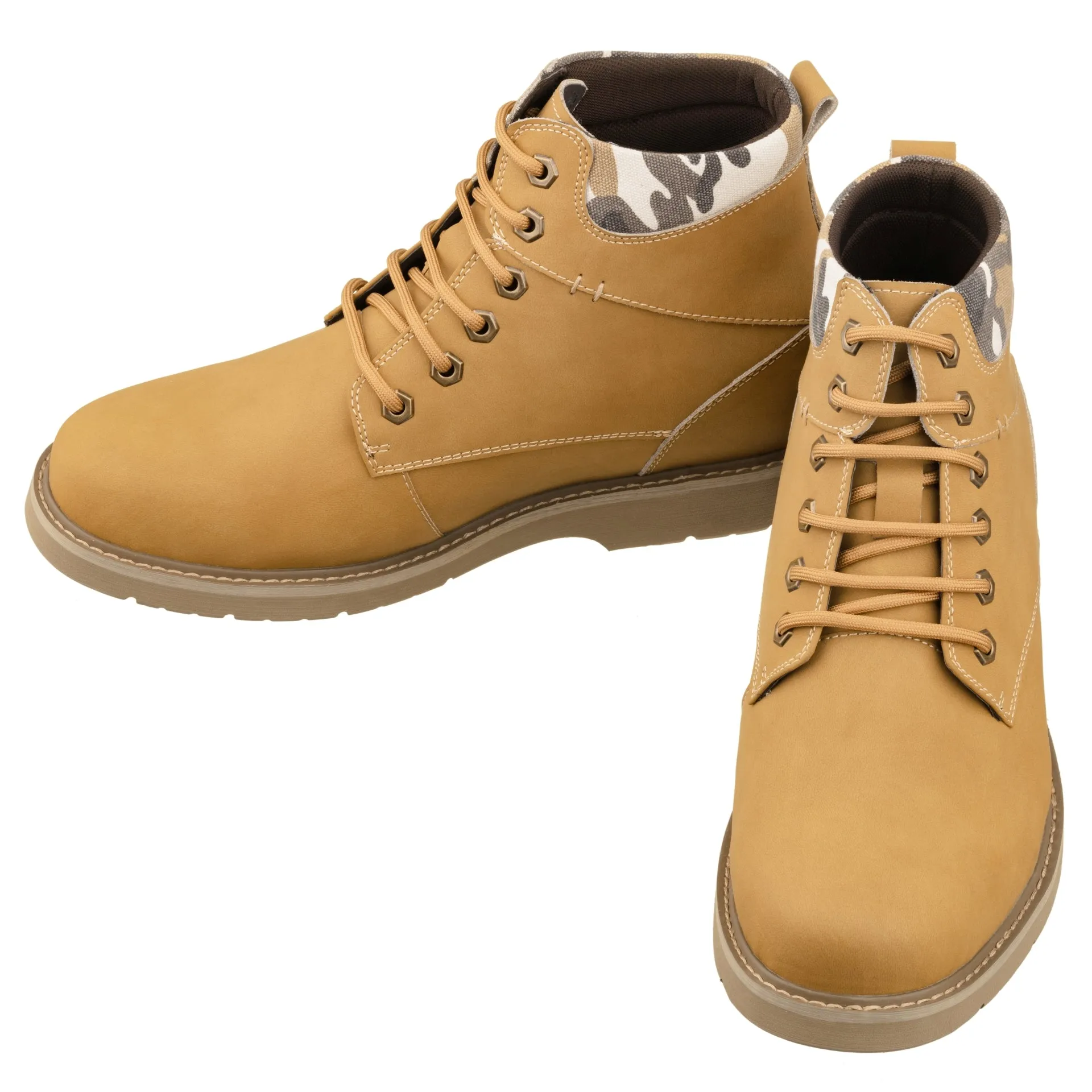 CALTO - YH7830 - 3.2 Inches (Khaki) - Nubuck Boots