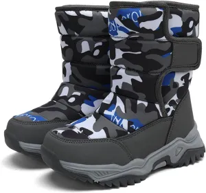 Camouflage Thickened Warm Cotton Boots for Kids Unisex Mid Calf Non Slip Faux  Lined Cozy Winter Snow Shoes