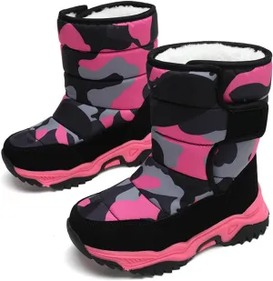 Camouflage Thickened Warm Cotton Boots for Kids Unisex Mid Calf Non Slip Faux  Lined Cozy Winter Snow Shoes