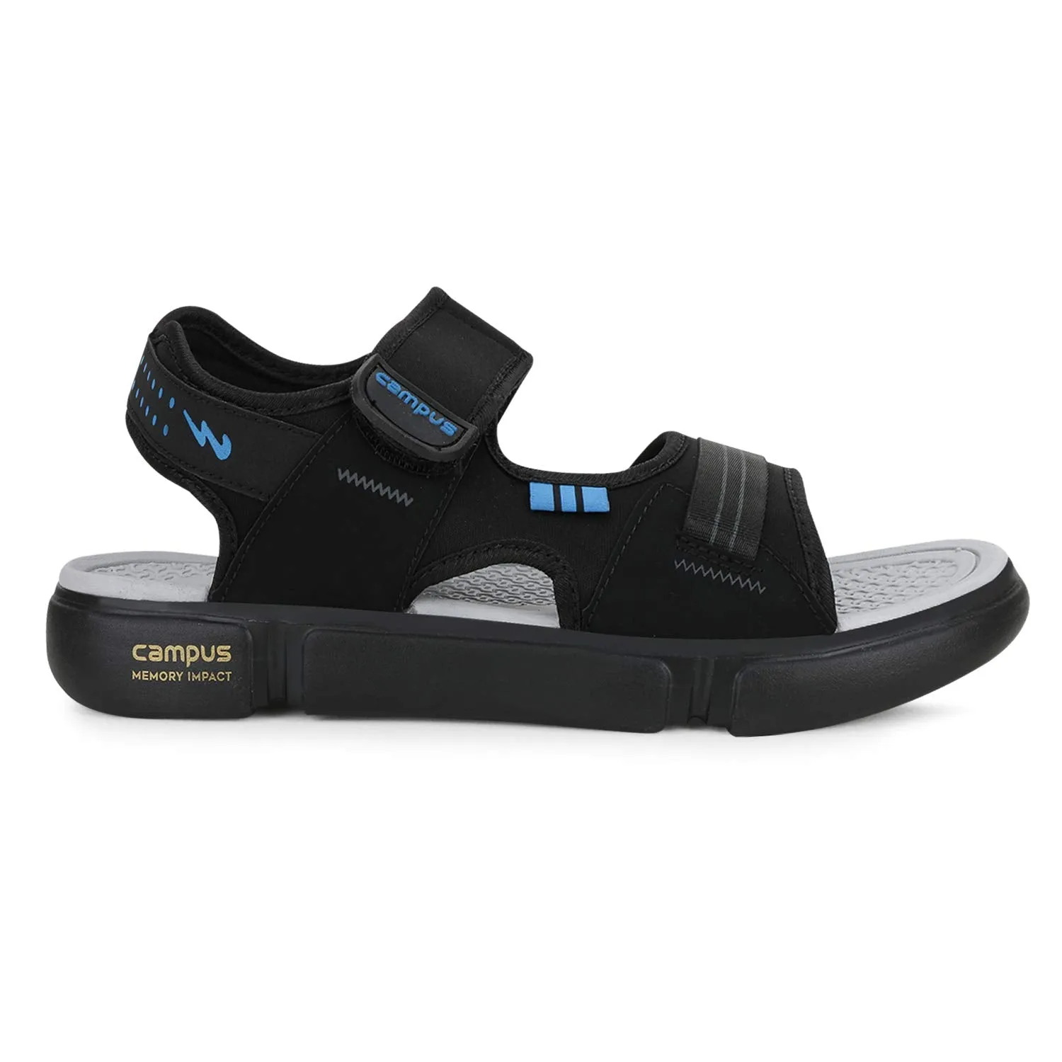 Campus Men's SD-057 BLK/Sky/D.Gry Sports Sandals - 7UK 3K-SD-057A