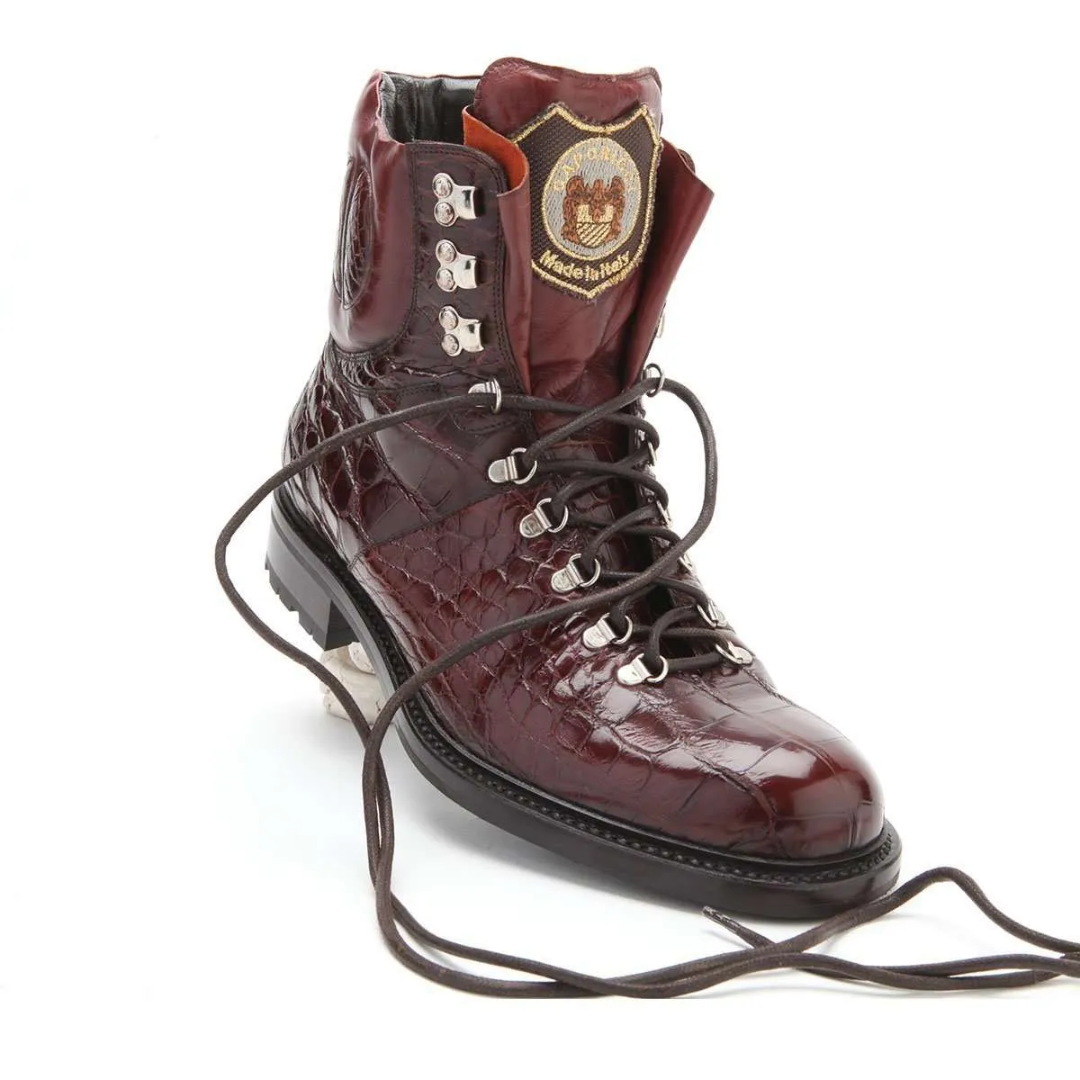 Caporicci 570 Men's Luxury Italian Designer Shoes Brown Alligator Boots (CAP1031-BRN))