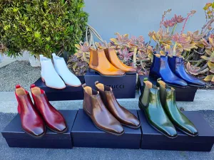 Carrucci White Men's Calfskin Leather Slip-on Chelsea Boot Style No: KB509-30