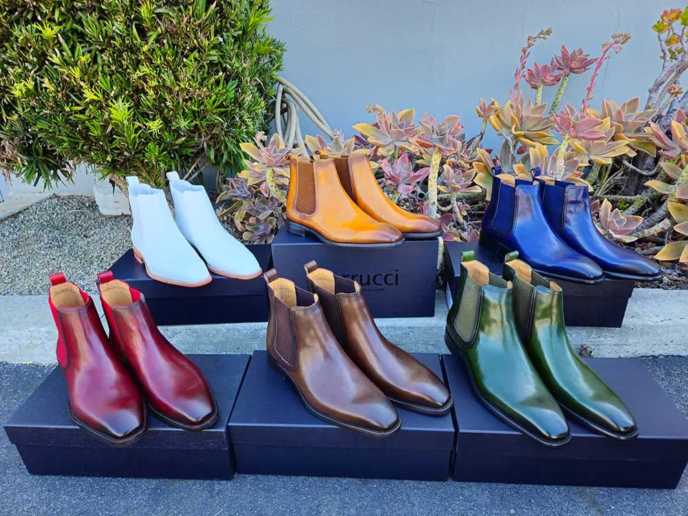 Carrucci White Men's Calfskin Leather Slip-on Chelsea Boot Style No: KB509-30