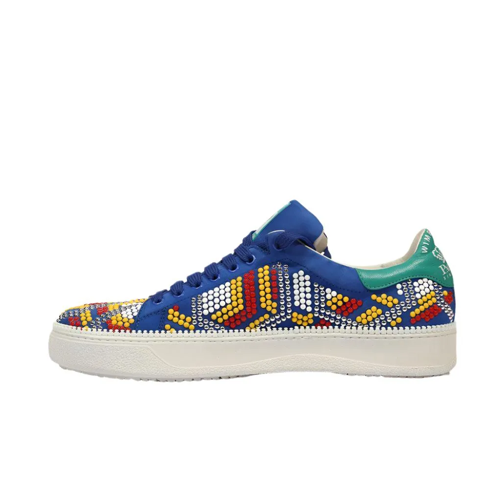 Cesare Paciotti Luxury Italian Men's Wimbledon Vit Camoscio Denim Blue Sneakers (CPM5347)
