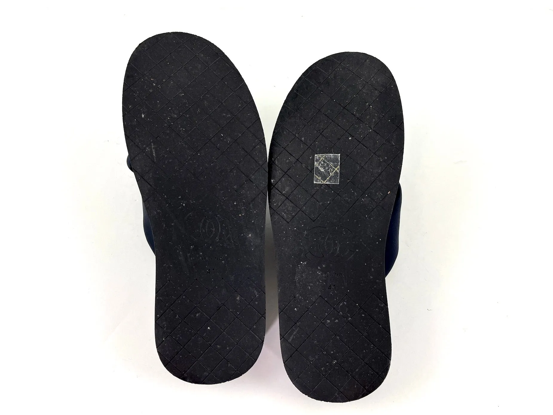 CHANEL Puffy 2022 Criss Cross Black Slide Sandals 41 10