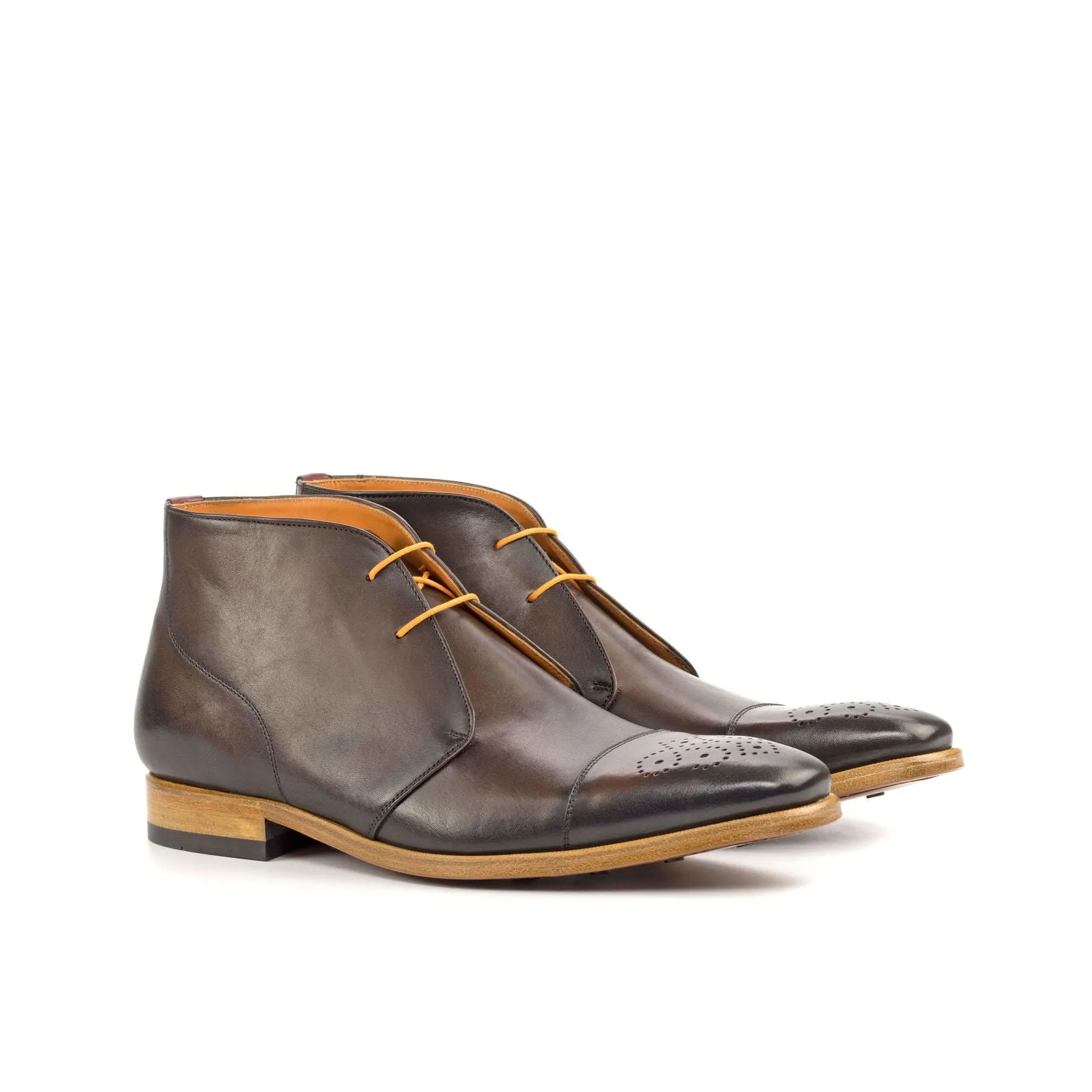 Chukka-Painted Calf, Red, Dark Brown