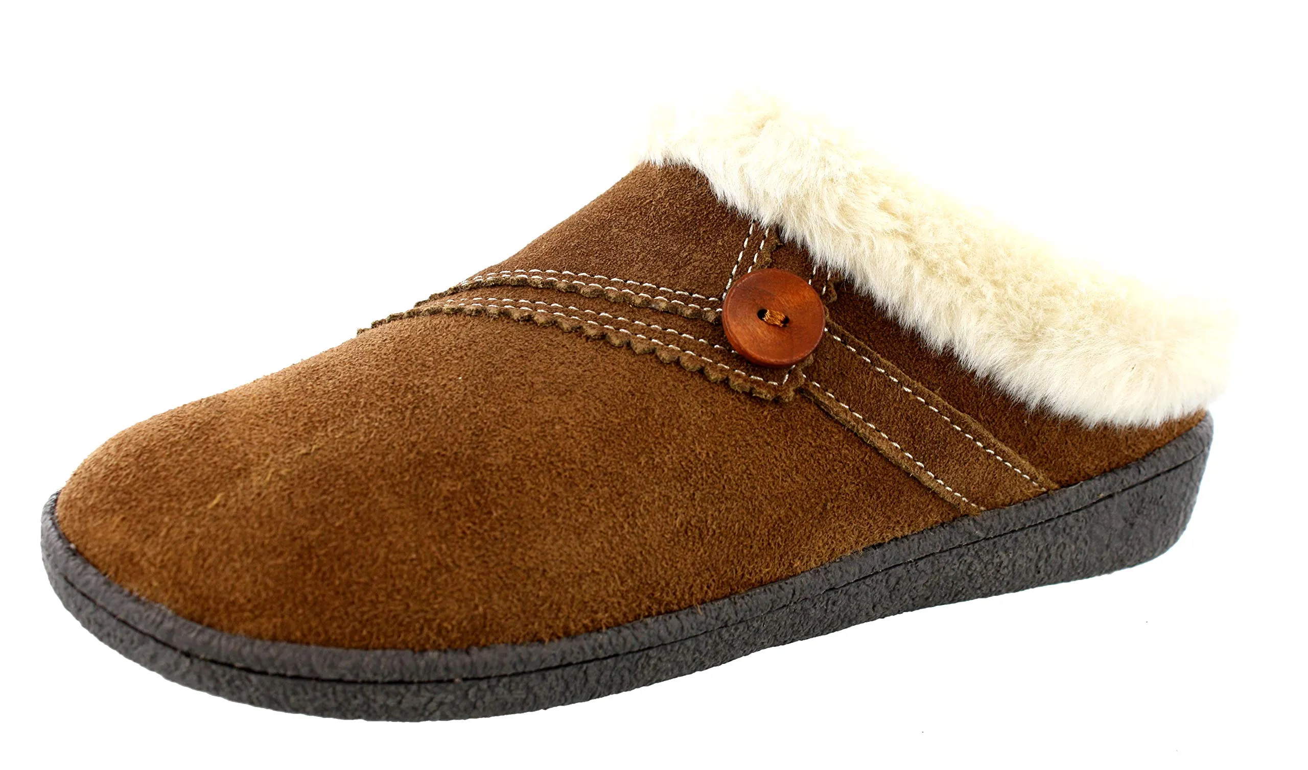 Clarks Womens Slipper Suede Leather Knitted Collar Clog Button Overlay Clogs