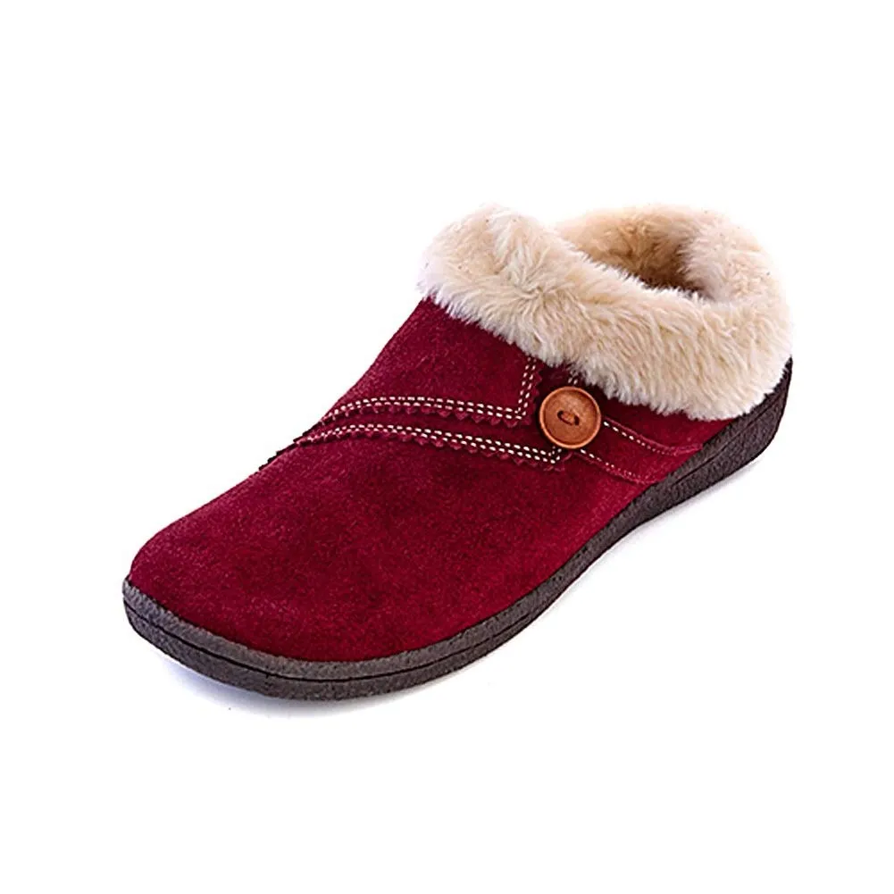 Clarks Womens Slipper Suede Leather Knitted Collar Clog Button Overlay Clogs