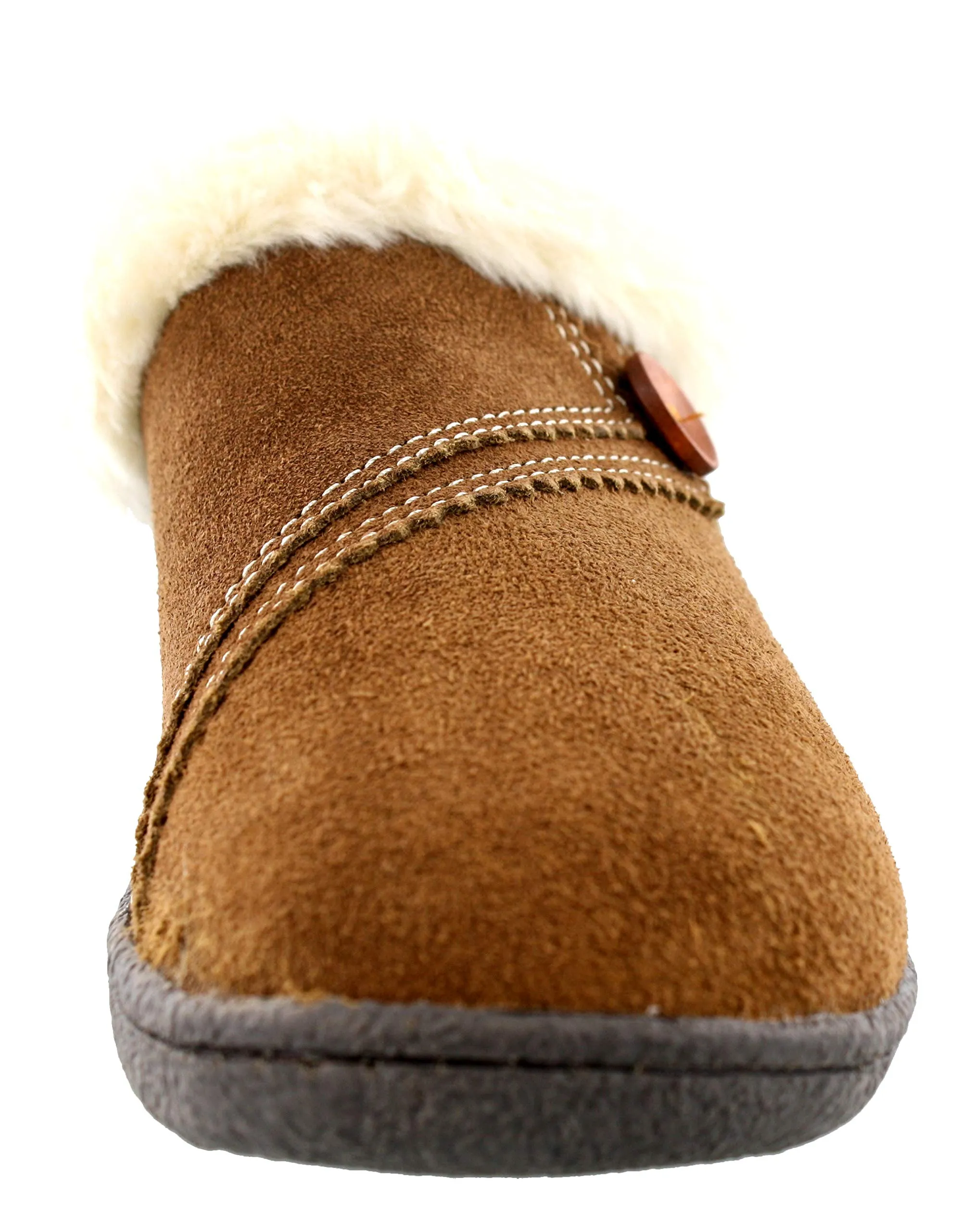 Clarks Womens Slipper Suede Leather Knitted Collar Clog Button Overlay Clogs