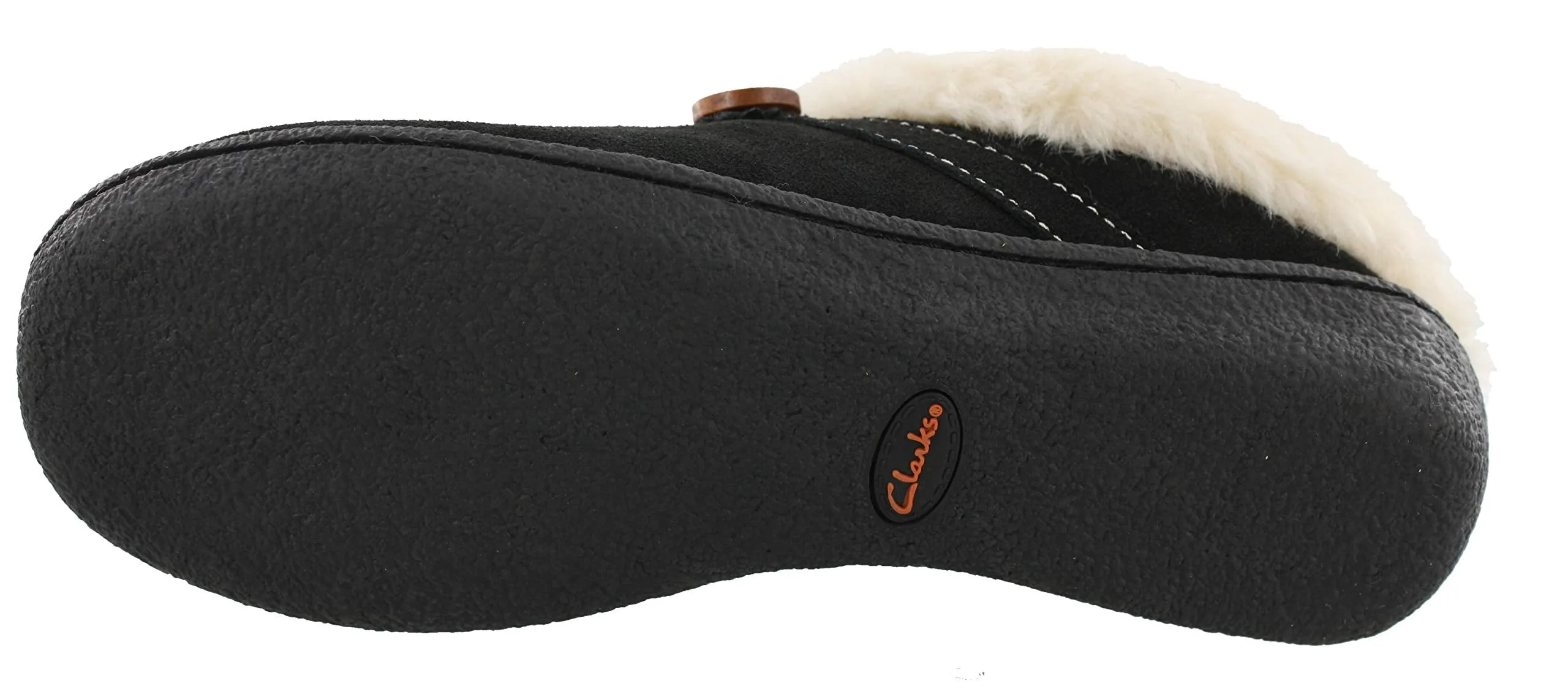 Clarks Womens Slipper Suede Leather Knitted Collar Clog Button Overlay Clogs