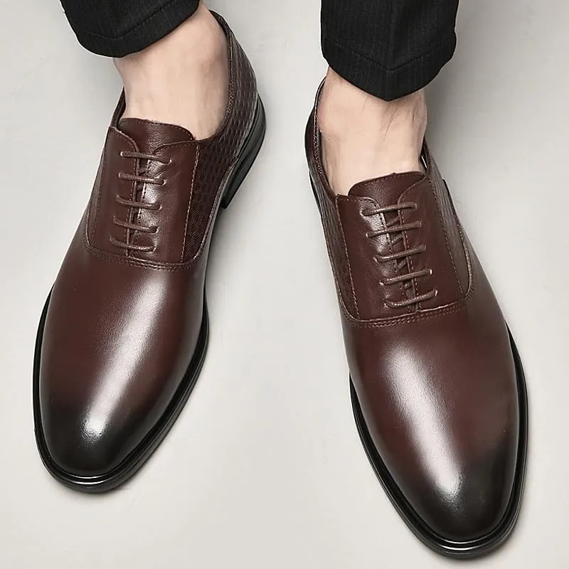 Classic Business Dress Men Shoes Luxury Formal Comfortable Lace-up Leather Shoes Elegant Wingtip Tuxedo Oxfords