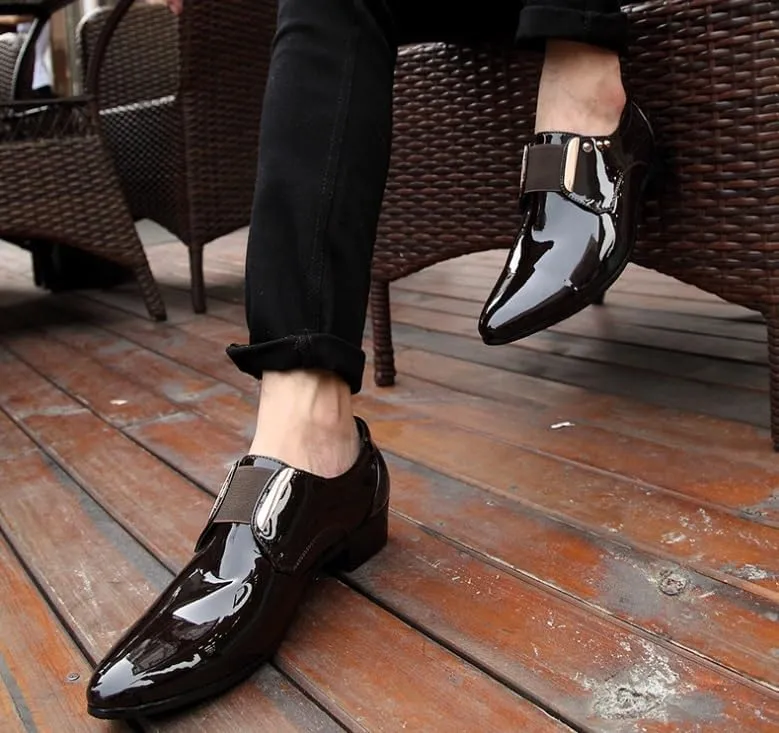 Classic Men's Dress Shoes Slip On Formal Business Casual Oxford Patent Leather Business Wedding Suit Tuxedo for Men