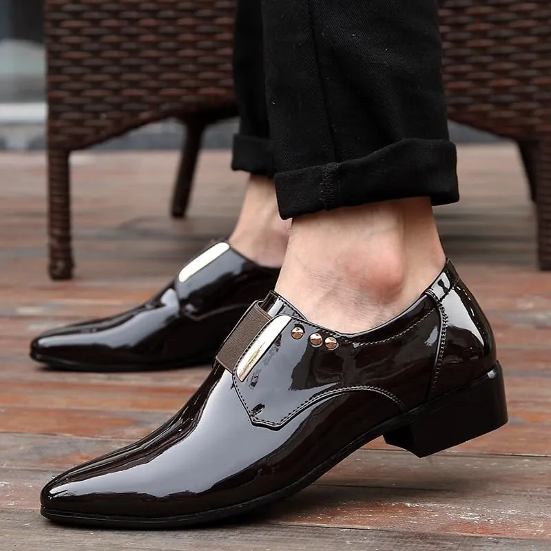 Classic Men's Dress Shoes Slip On Formal Business Casual Oxford Patent Leather Business Wedding Suit Tuxedo for Men