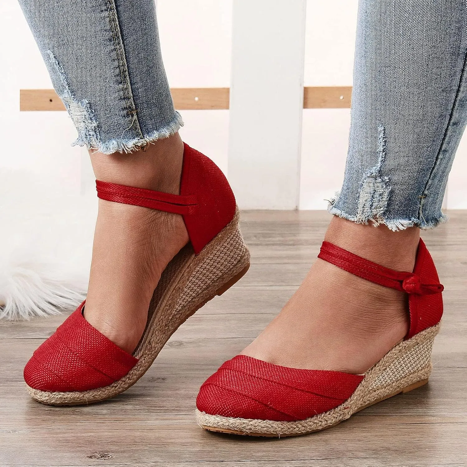 Close Toed Sandals Women 2025, Women Sandals for Dressy Summer 2025 Ankle Strap Wedge Sandals Dressy Platform Wedge Casual Shoes