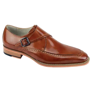 Cognac men's shoes monkstrap genuine calfskin leather