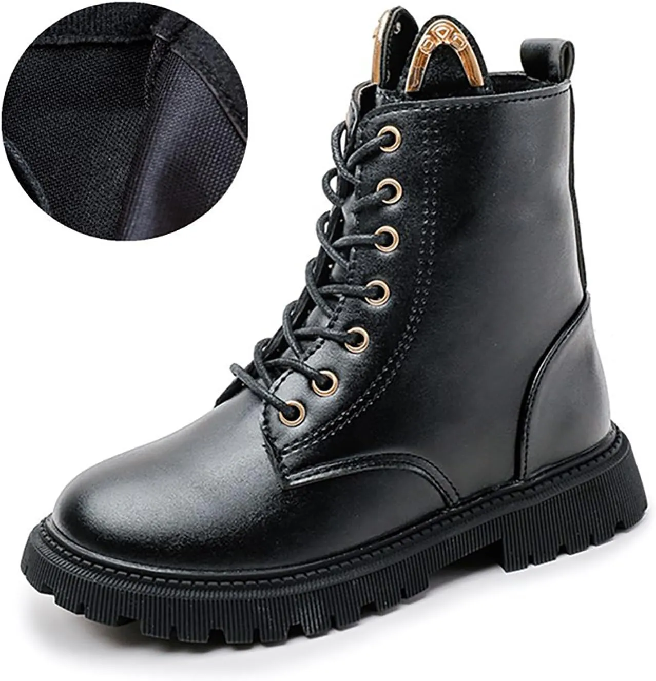 Combat Ankle Boots Kids Girls Chunky Low Block Heel Dress Booties Side Zipper Combat Shoes Snow Boots