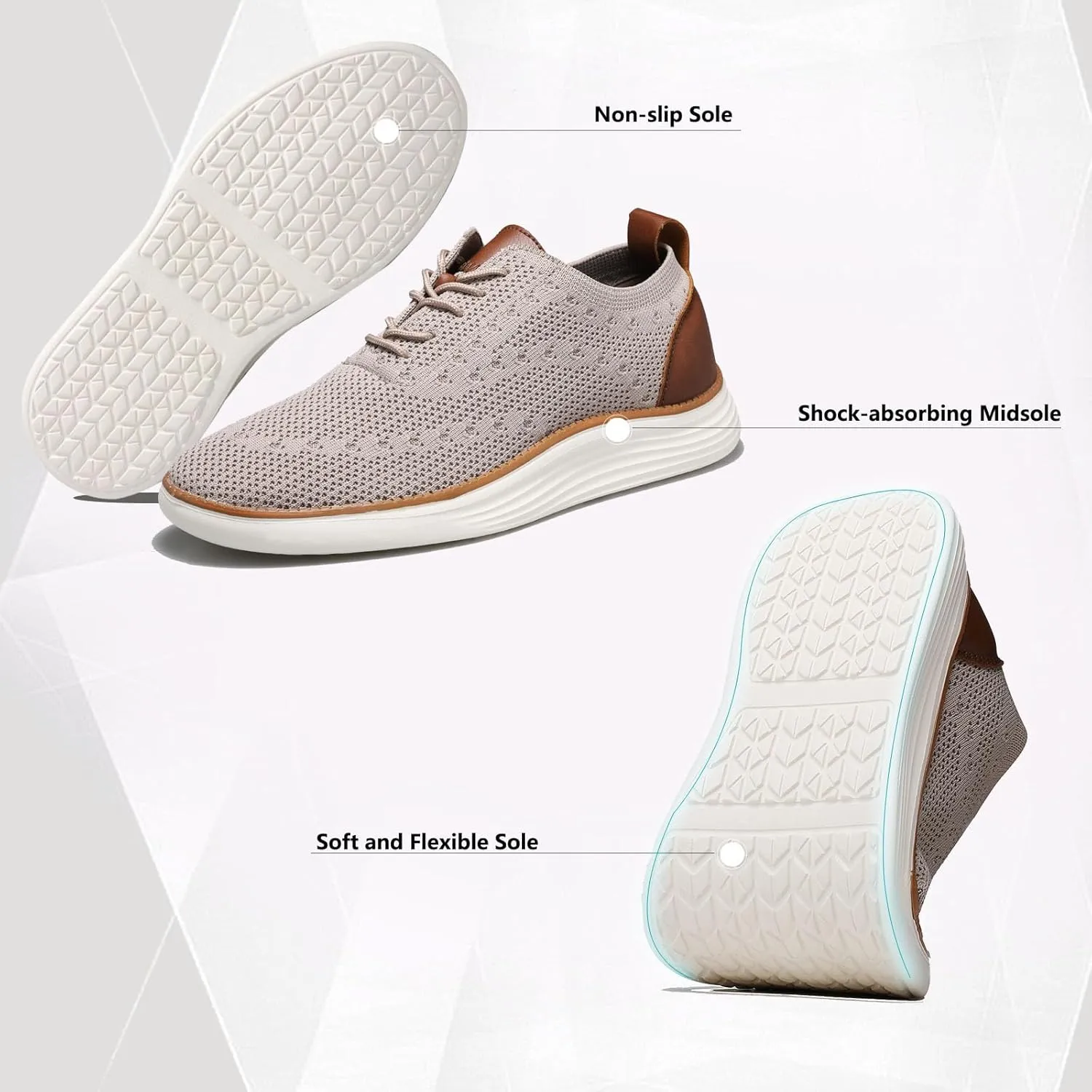 Comfortable Business Casual Shoes for Men, Fashion Mesh Dress Sneakers Shoes, Lightweight Breathable Walking Shoes