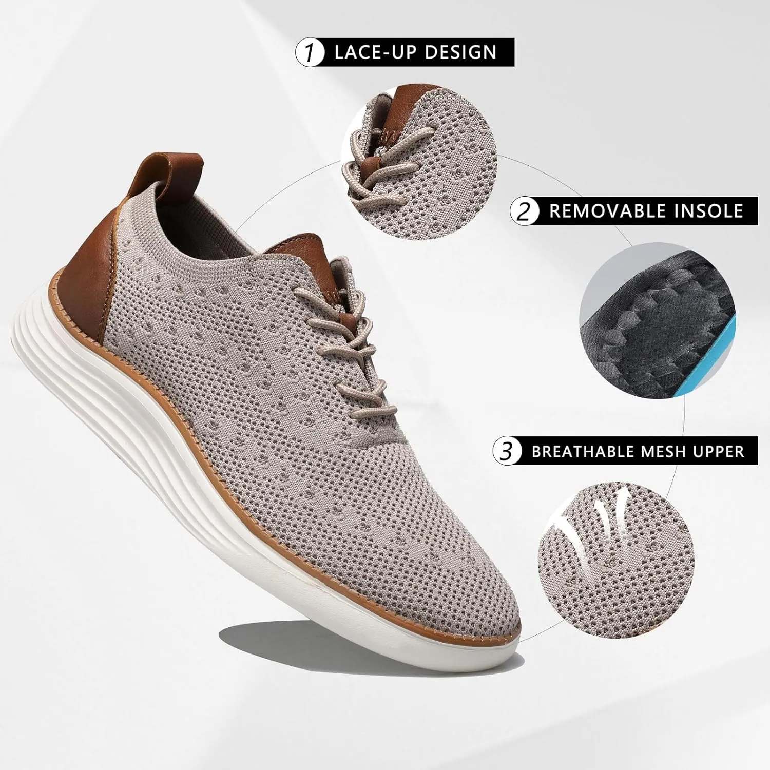 Comfortable Business Casual Shoes for Men, Fashion Mesh Dress Sneakers Shoes, Lightweight Breathable Walking Shoes