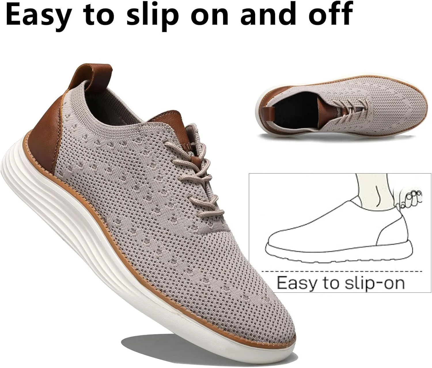 Comfortable Business Casual Shoes for Men, Fashion Mesh Dress Sneakers Shoes, Lightweight Breathable Walking Shoes