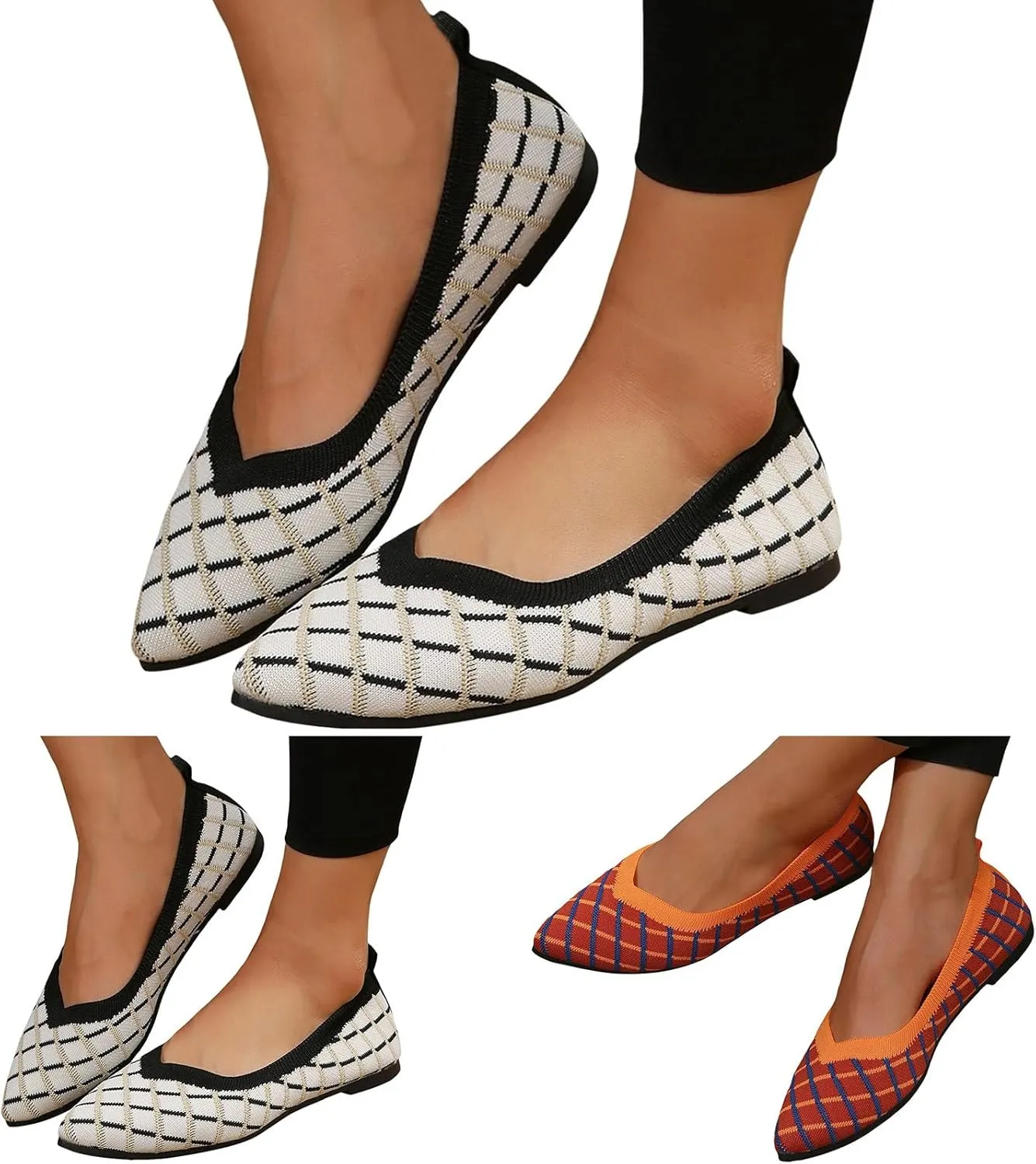 Convenient Women's Flat Shoes for Women Color Matching Pointed Toe Shoes Flat Bottoms Comfortable Business Casual Dress Shoes for Men