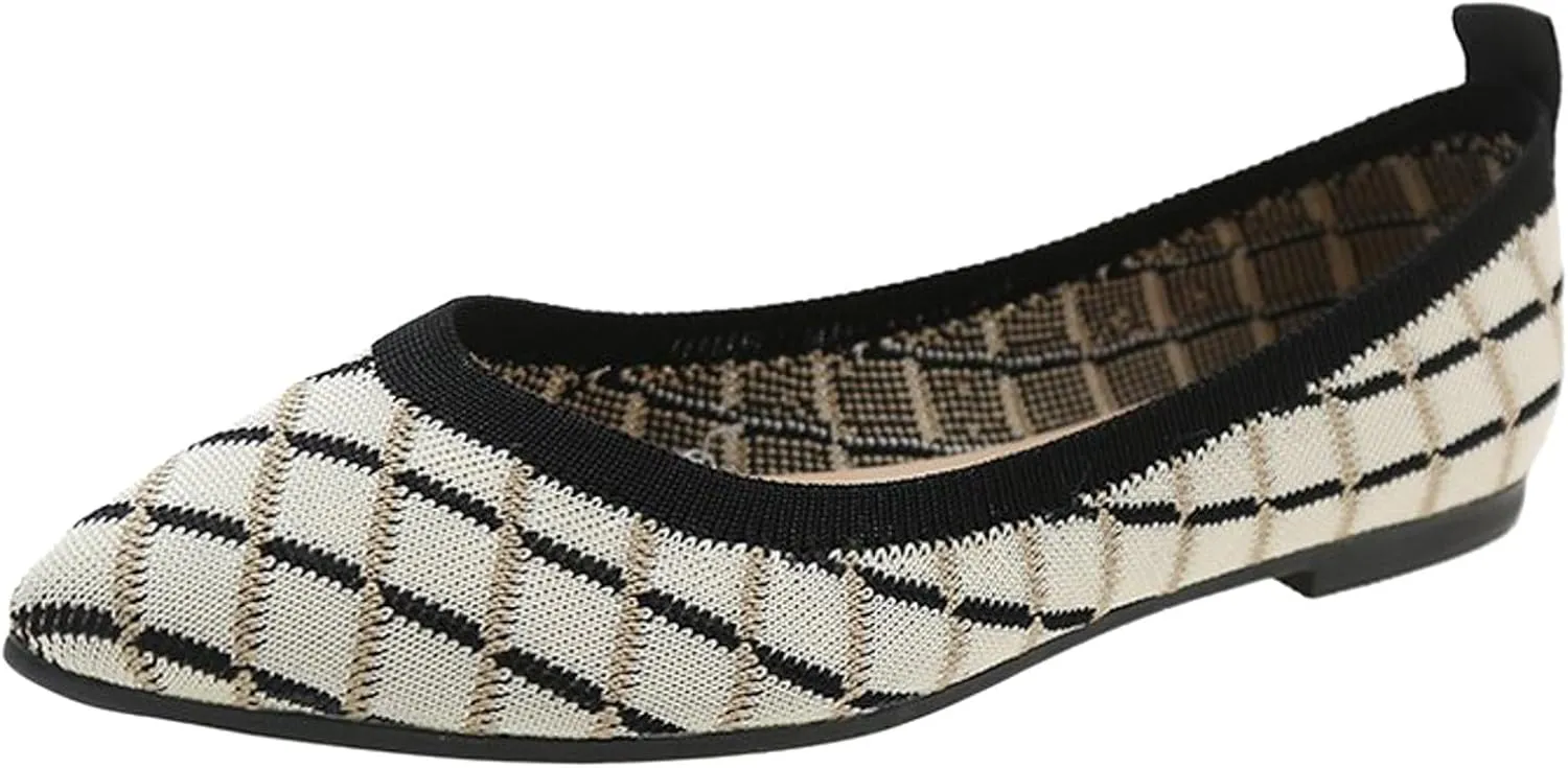 Convenient Women's Flat Shoes for Women Color Matching Pointed Toe Shoes Flat Bottoms Comfortable Business Casual Dress Shoes for Men